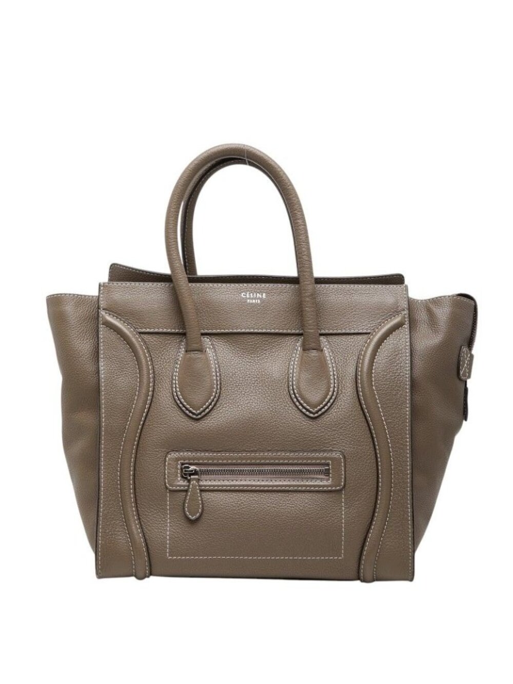 Celine Luggage Handbag Gray Leather